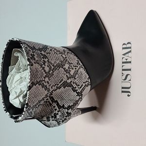Size 12 black and white snake booties